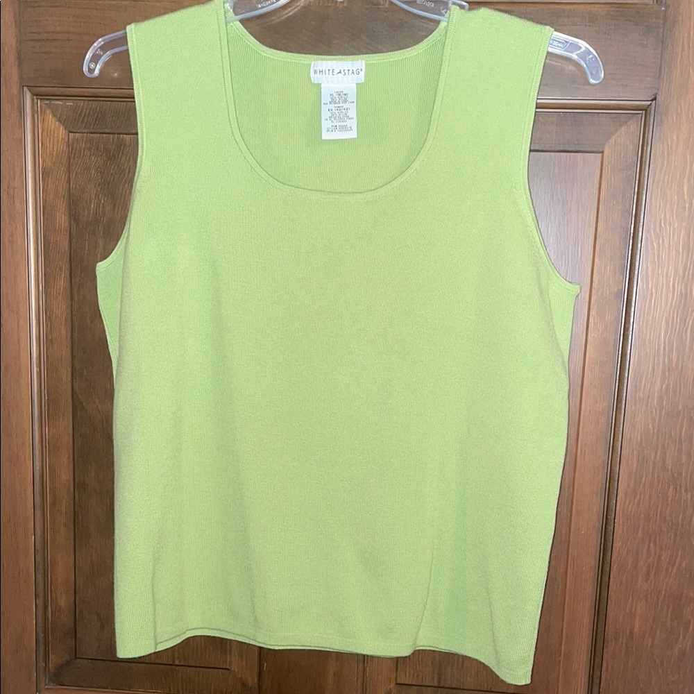 White Stag green knit sleeveless tank top, shell, size XL 16/18 EUC
